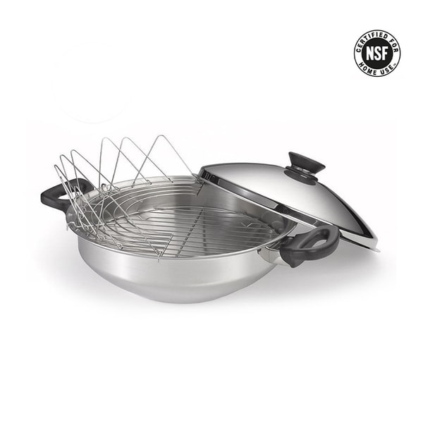 7-ply Stainless Steel Wok with Lid and free accessories